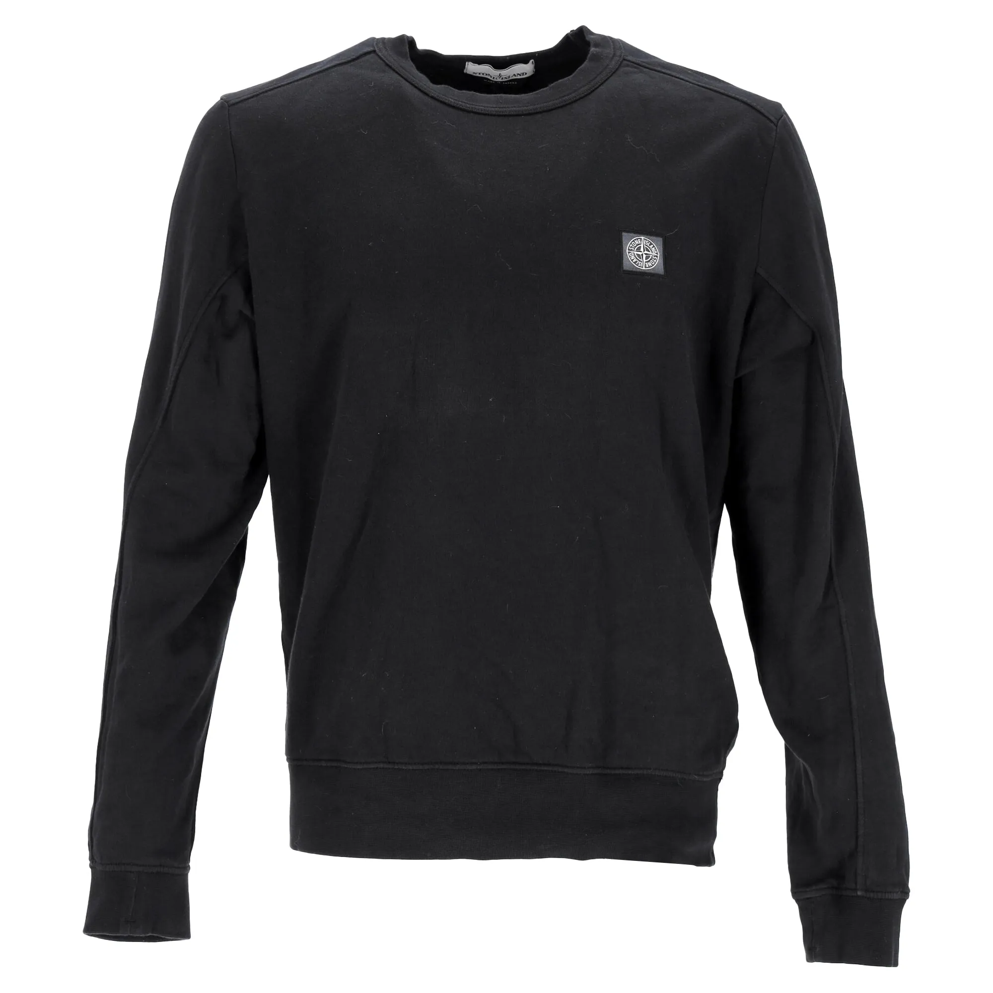 Pull en coton noir avec écusson Stone Island