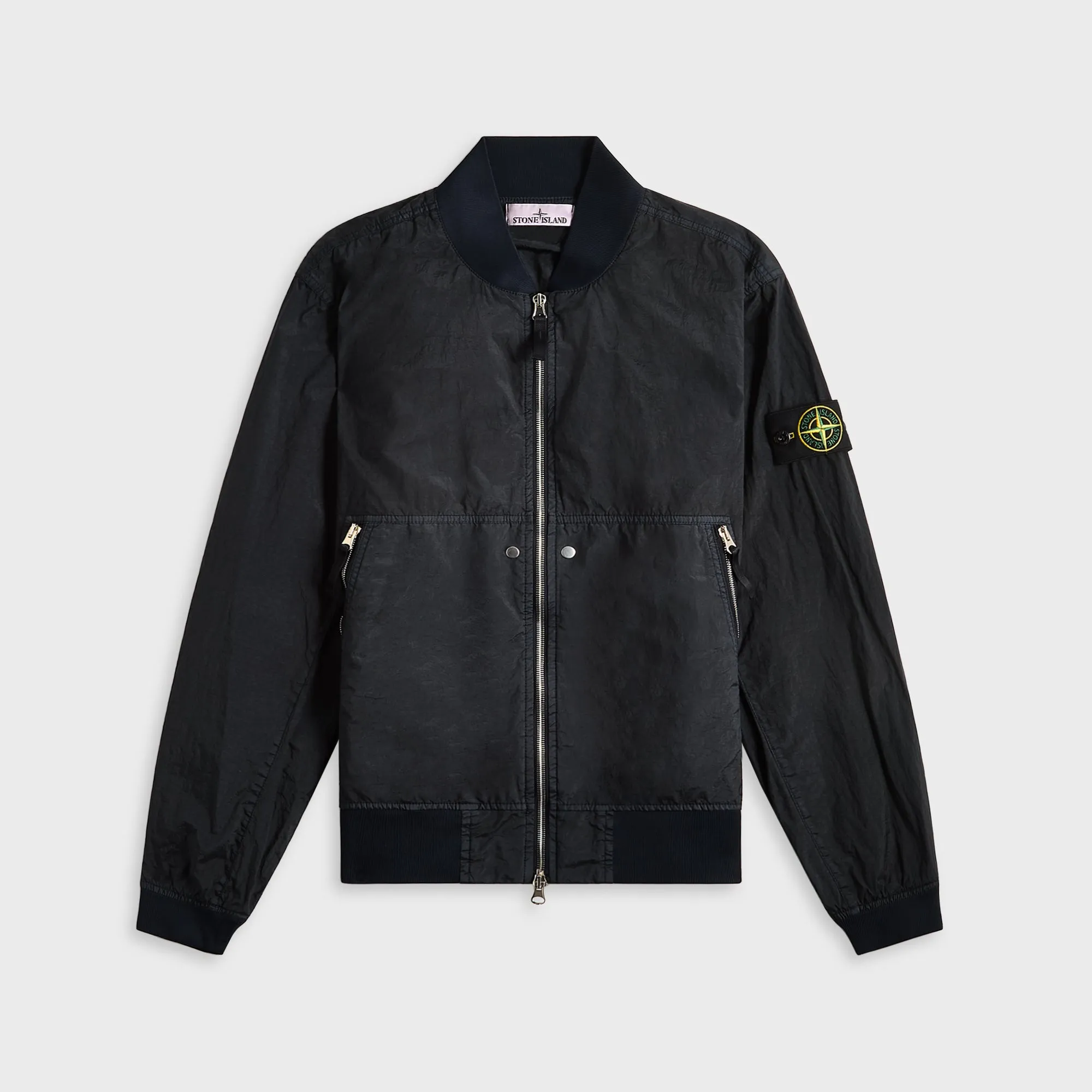 Stone Island Nylon Metal Watro-Tc Garment Dyed Nylon Bomber - Navy Blue Wide Support Design