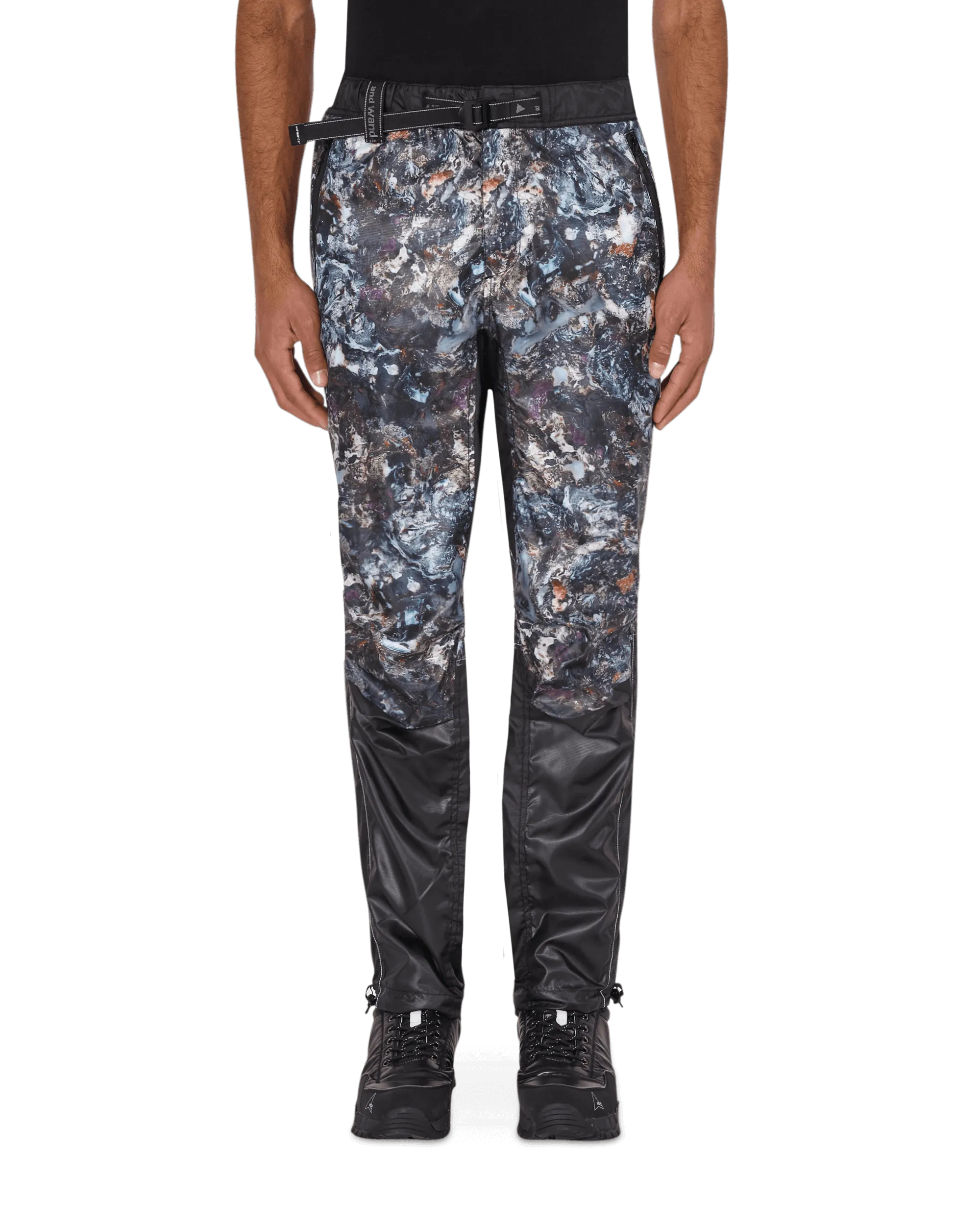 Comfort And Easy Care Streamlined Outline Stone Printed Ripstop Pants Black