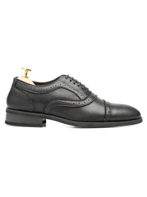 Mother's Day Sale Virano Semi Brogue  - Solid Black Leather (Stud Sole)
