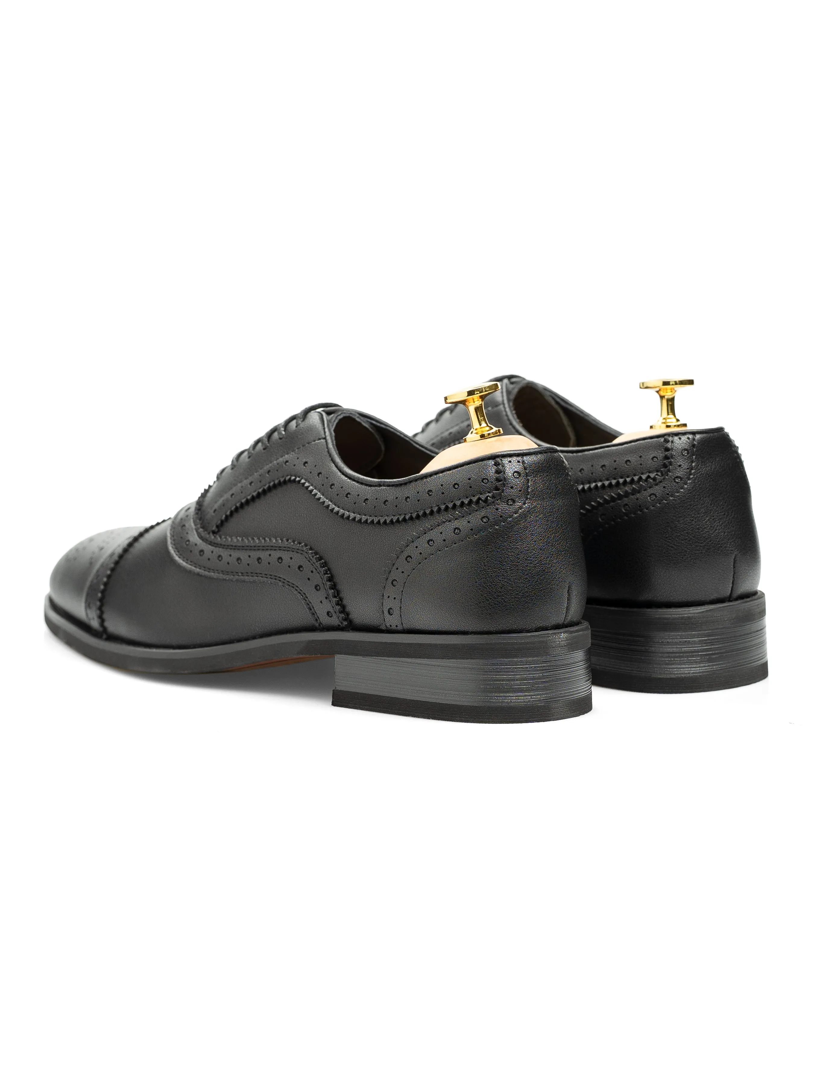 Virano Semi Brogue  - Solid Black Leather (Stud Sole) Back To School Sale Break Boundaries