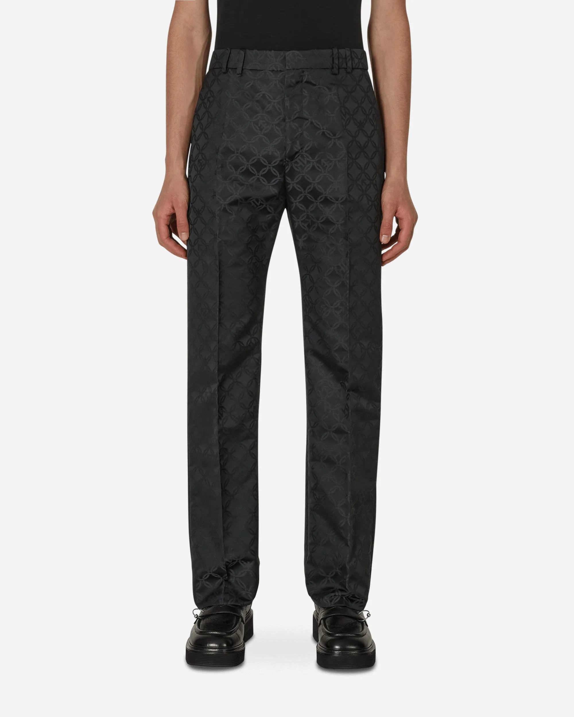 Studded Straps Straight Cut Trousers Black