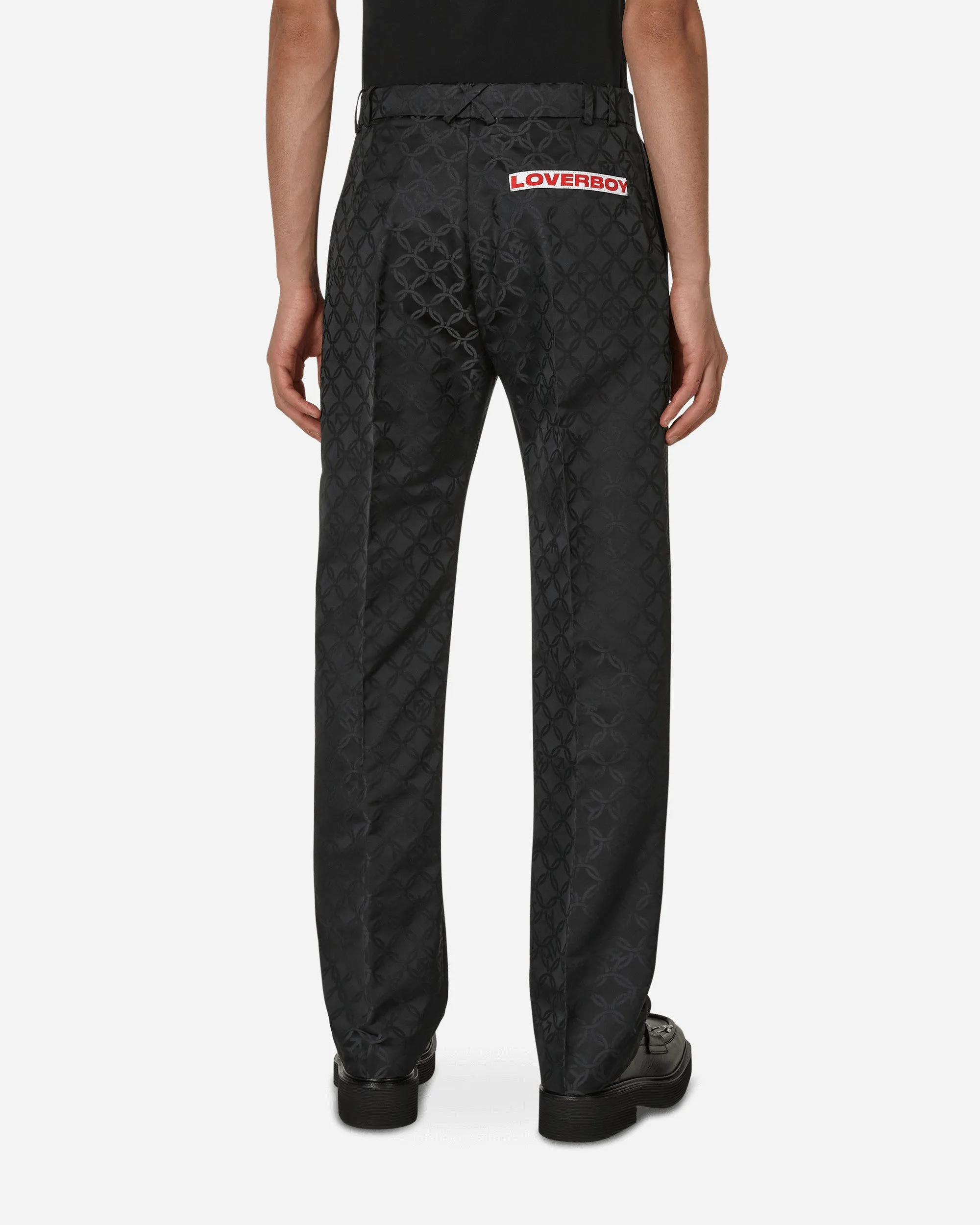 Straight Cut Trousers Black Comfortable Elastic Heart