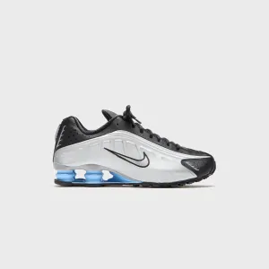Nike Shox R4 - Metallic Silver / Black / Psychic Blue Cleats Quirky