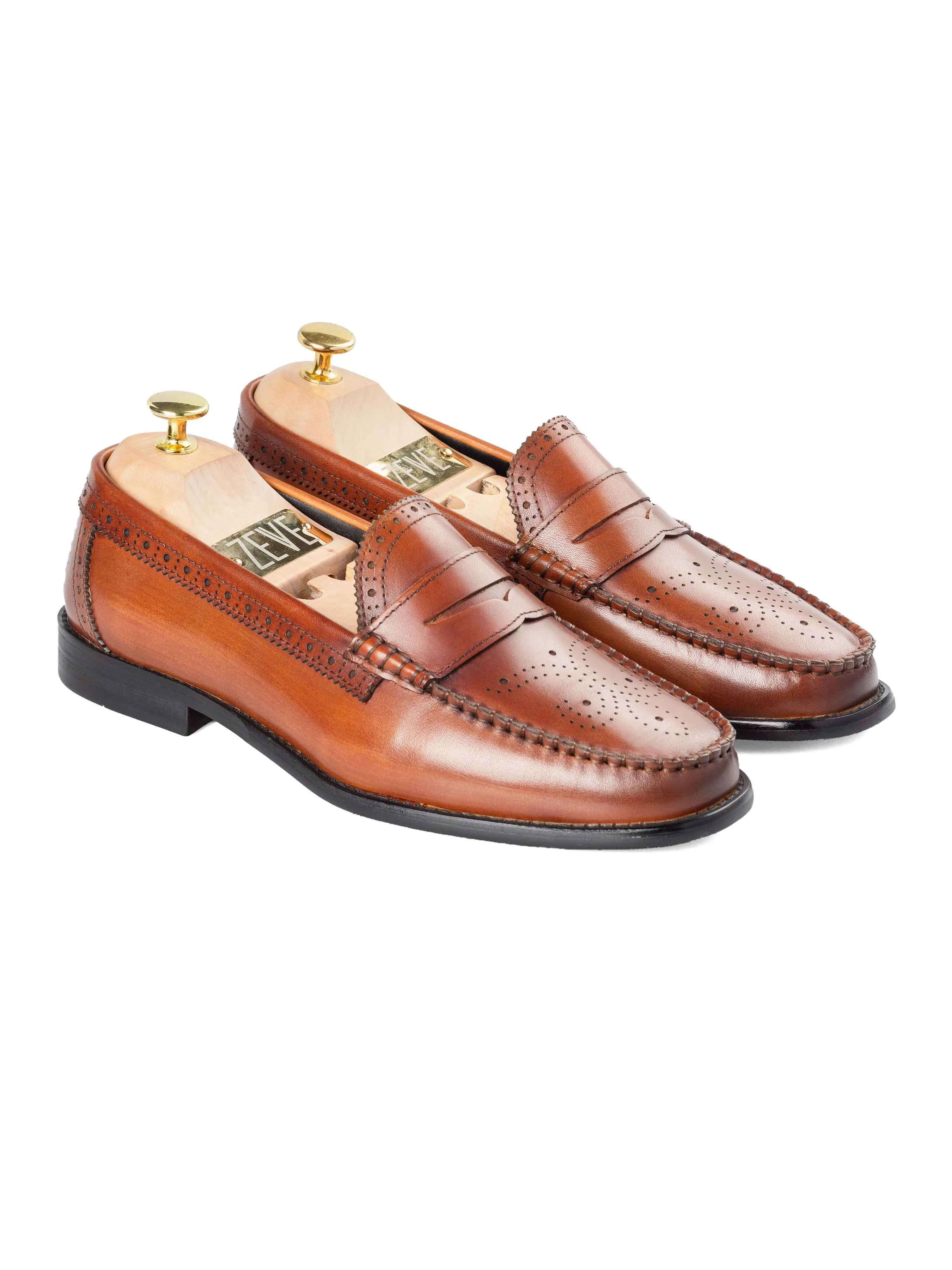 Brogue Penny Loafer - Cognac Tan Own the Vibe