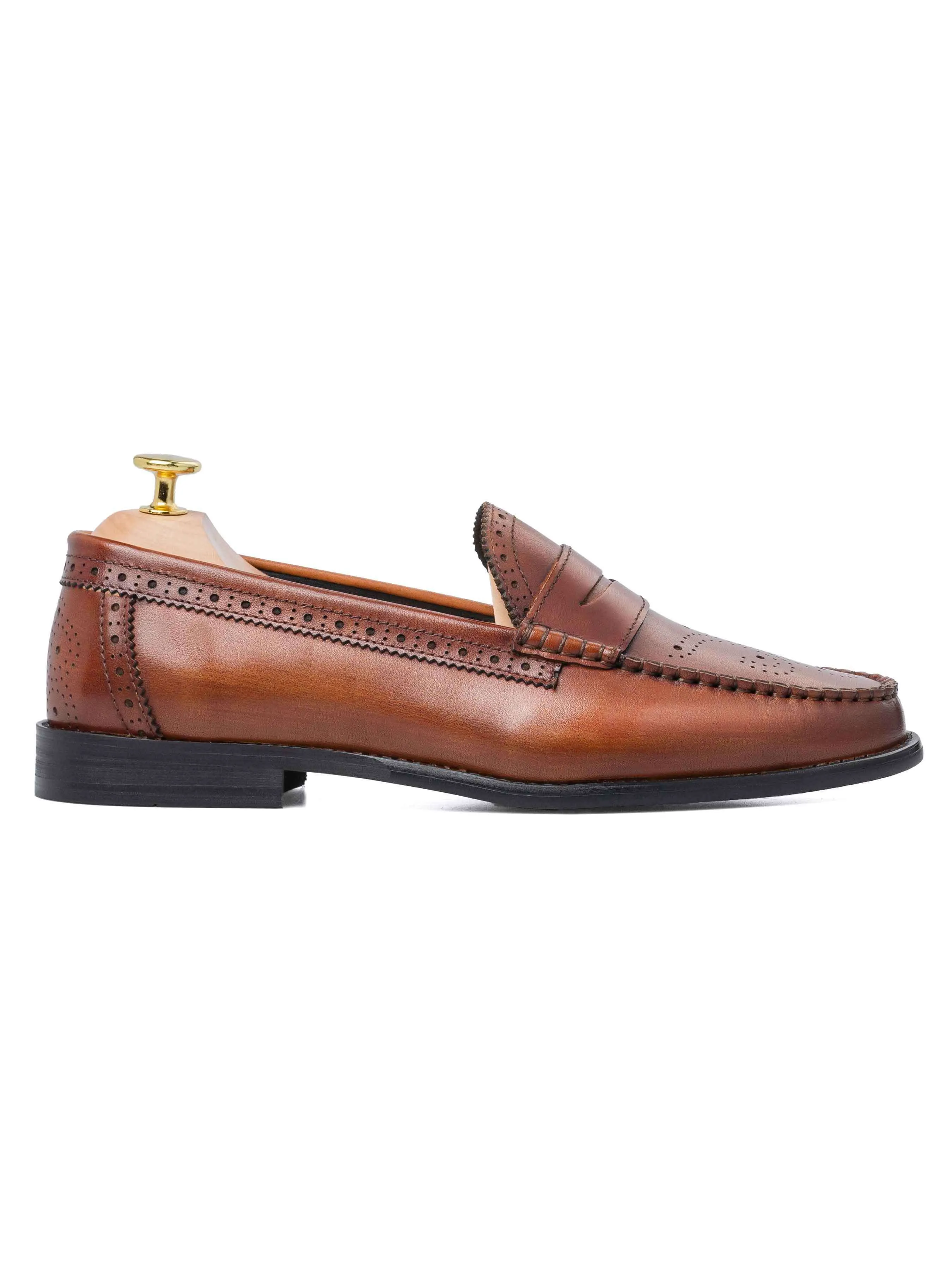 Brogue Penny Loafer - Cognac Tan Performance Unleashed Dress from the Feet Up