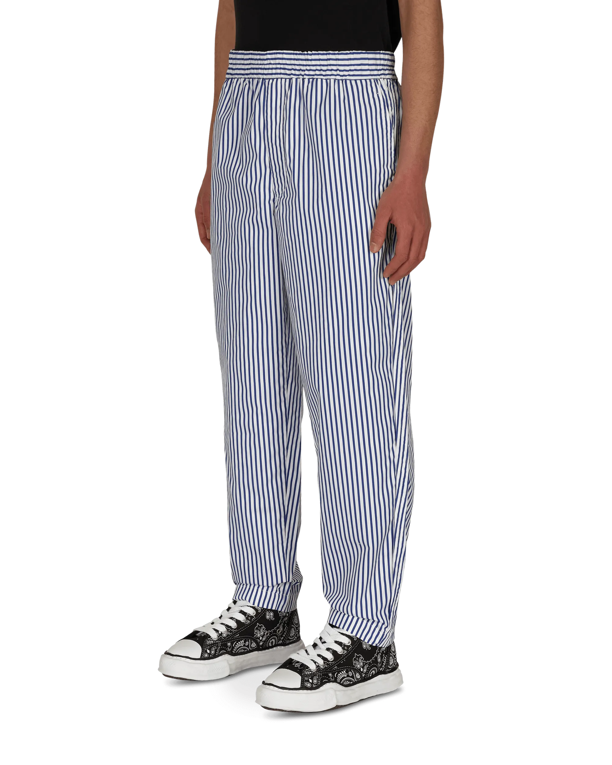 Ruffle Details Pearl Buttons Stripe Trousers Multicolor