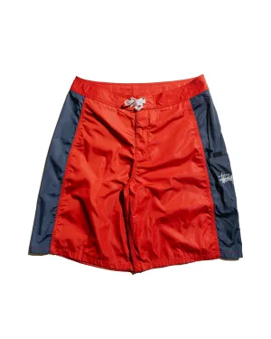 Stssy Paneled Board Short Red Acrylic Fiber Elastic Footbed