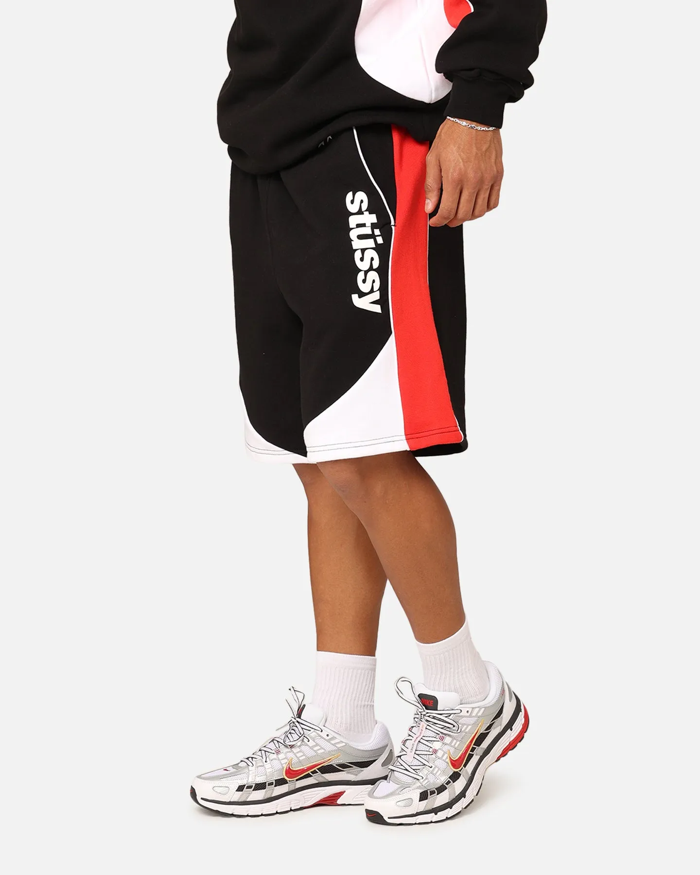 Stussy Shorts de Football à Panneaux Noir
