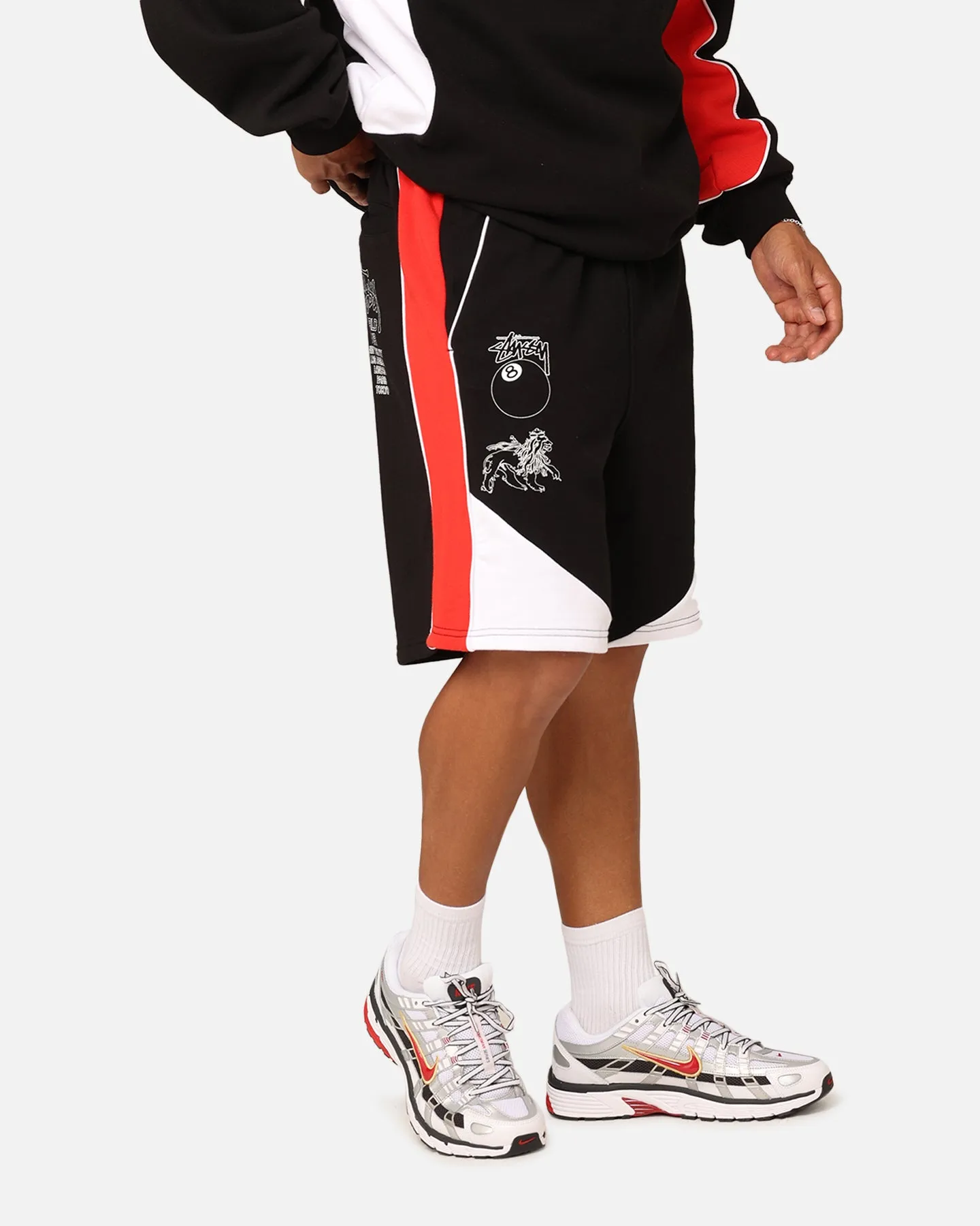 Stussy Shorts de Football à Panneaux Noir