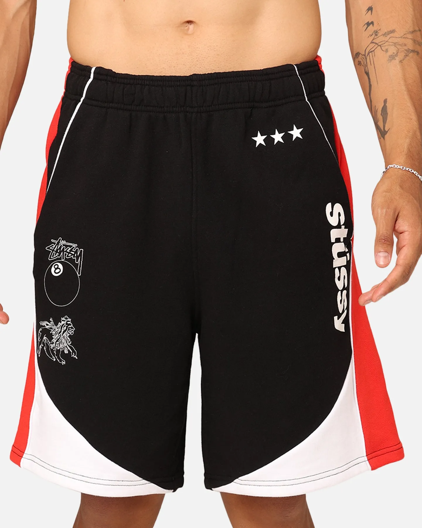 Stussy Shorts de Football à Panneaux Noir