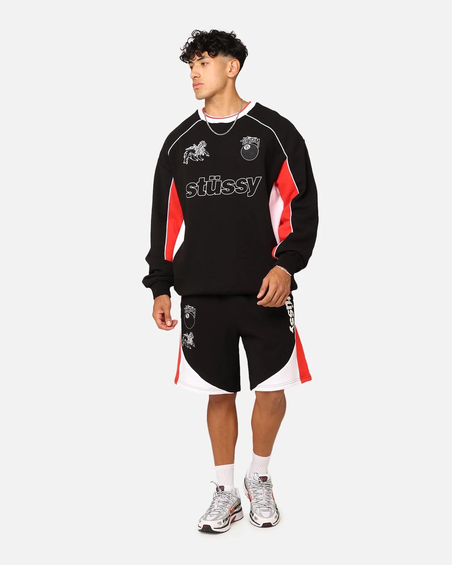 Stussy Shorts de Football à Panneaux Noir