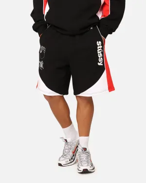 Stussy Shorts de Football à Panneaux Noir