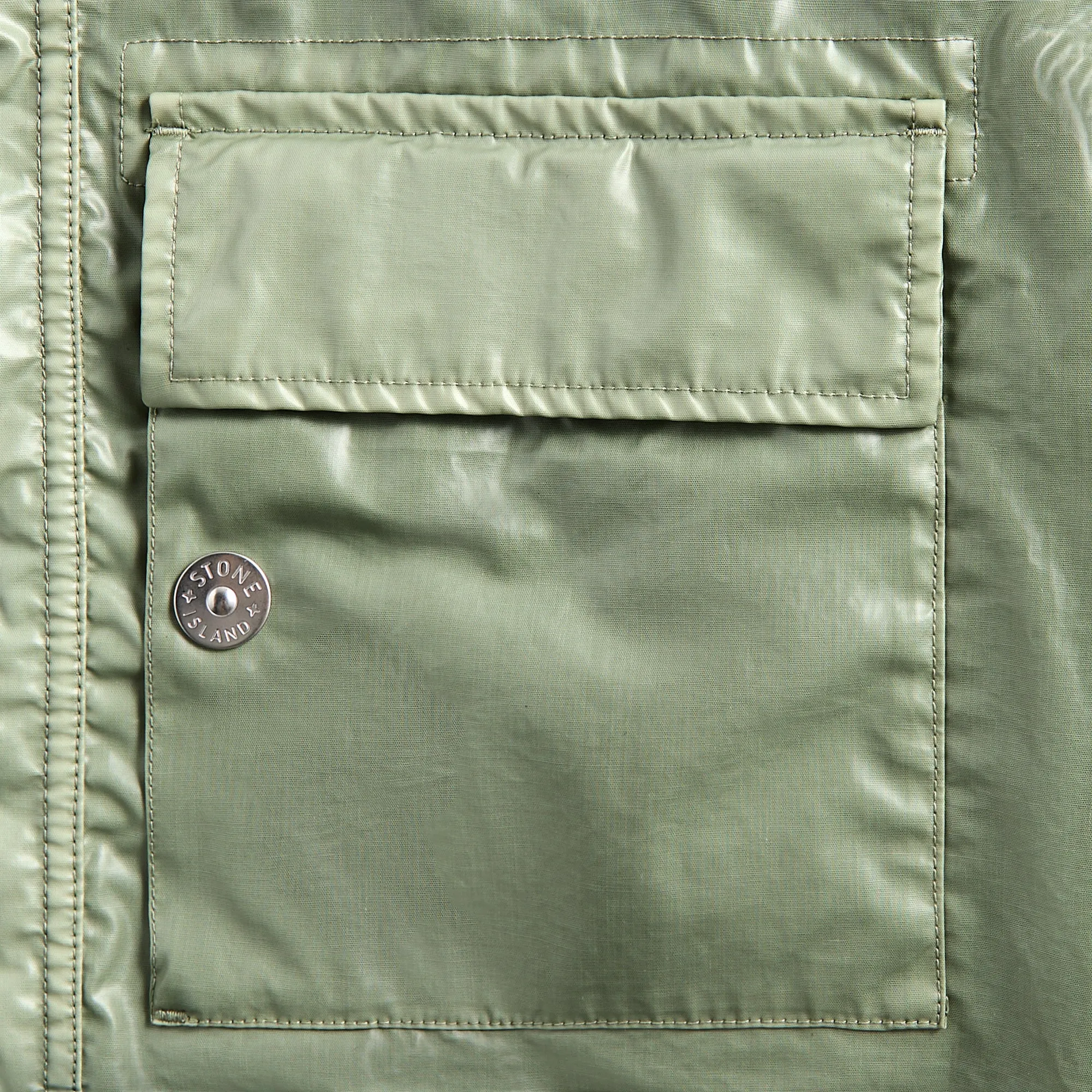 Stone Island Mussola Gommata-Tc Garment Dyed Jacket - Sage Shock - Absorbing Pad Pilling Resistant Feature