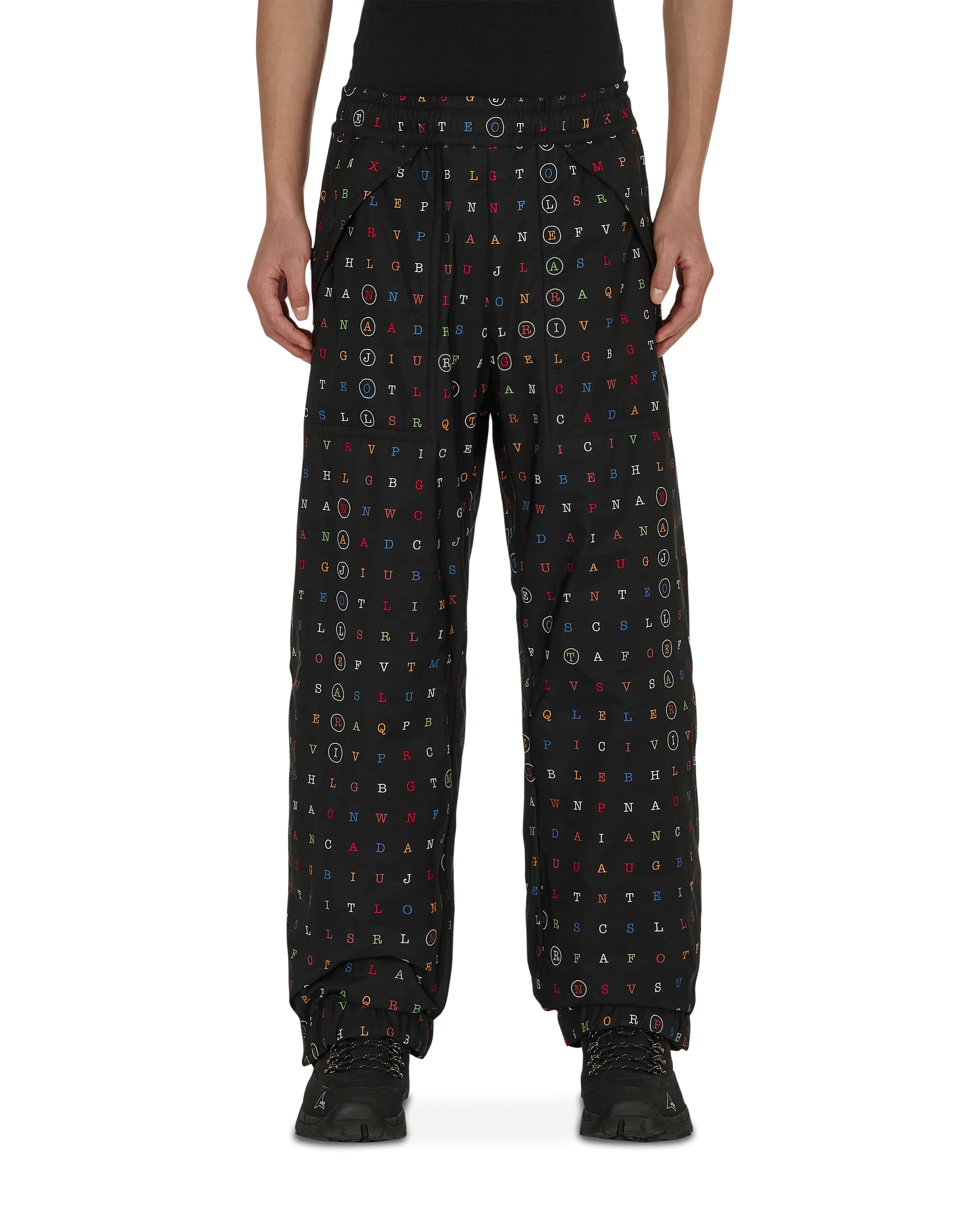 3 Moncler Grenoble Padded Pants Black Embroidered Pattern