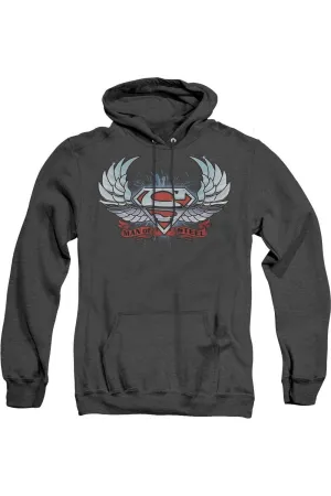 Pull à capuche adulte Superman Chrome Wings Shield en jersey chiné