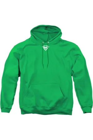 Pull Superman à capuche vert et blanc avec écusson pour adulte