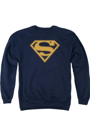Pull Superman Navy & Orange avec écusson pour adulte