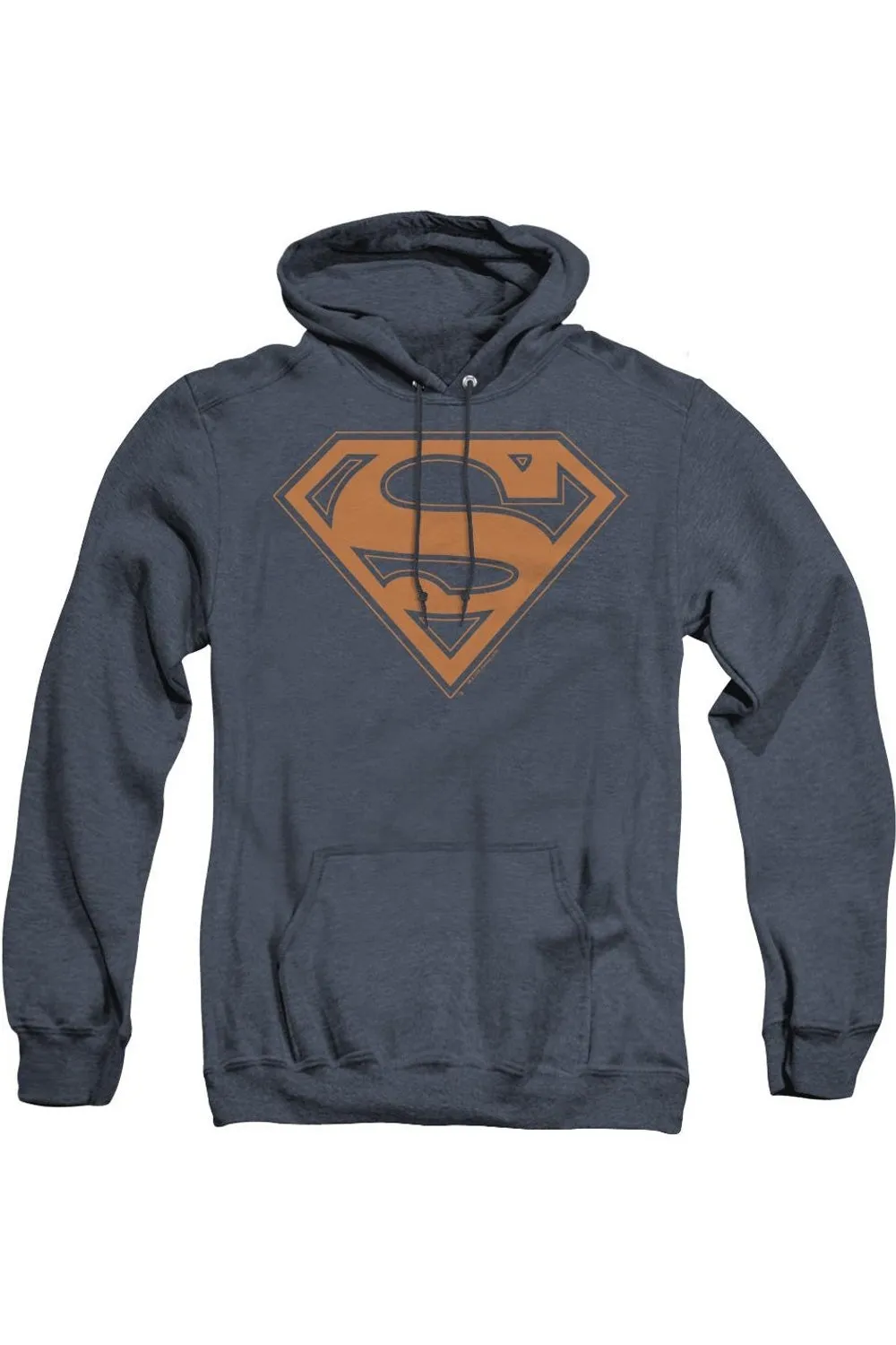 Pull à capuche Superman Navy & Orange Shield pour adulte en tissu chiné