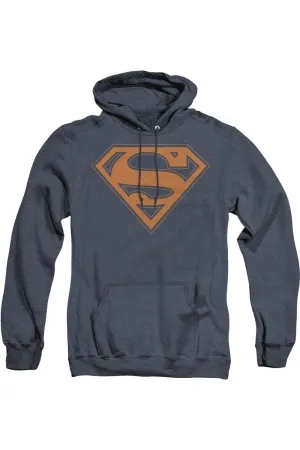 Pull à capuche Superman Navy & Orange Shield pour adulte en tissu chiné