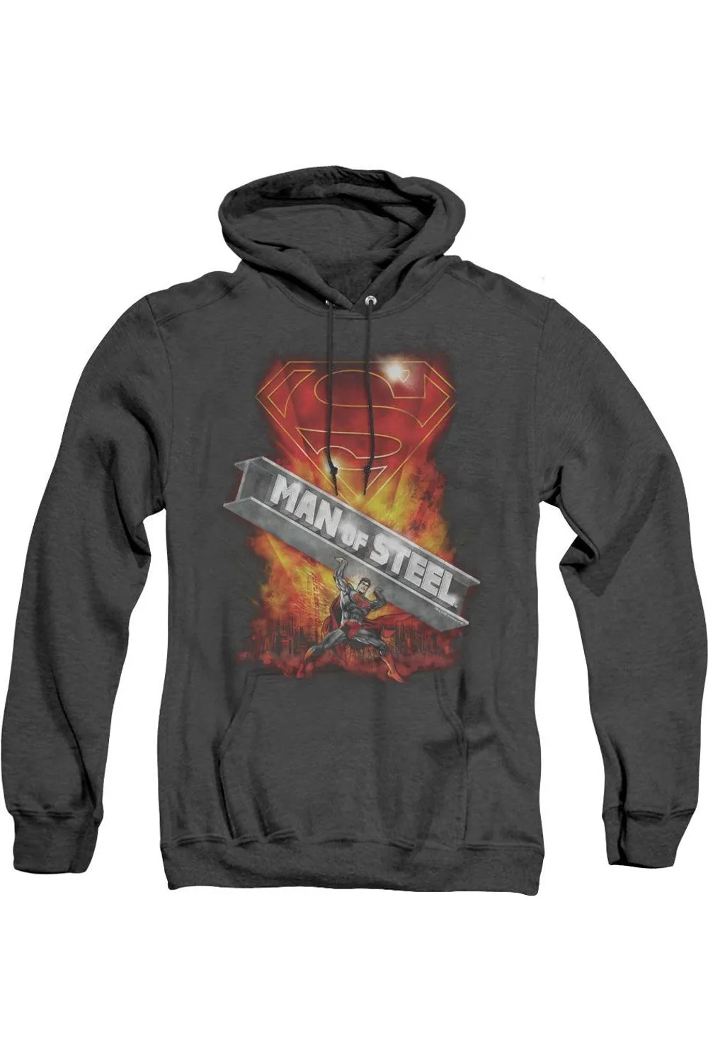 Pull à capuche adulte Superman Steel Girder en gris chiné