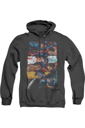 Pull à capuche adulte Superman en jersey déchiré collage Heather