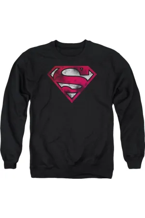 Pull à capuche adulte Superman avec motif bouclier déchiré par la guerre