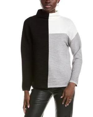 Pull T Tahari à col entonnoir avec bloc de couleur