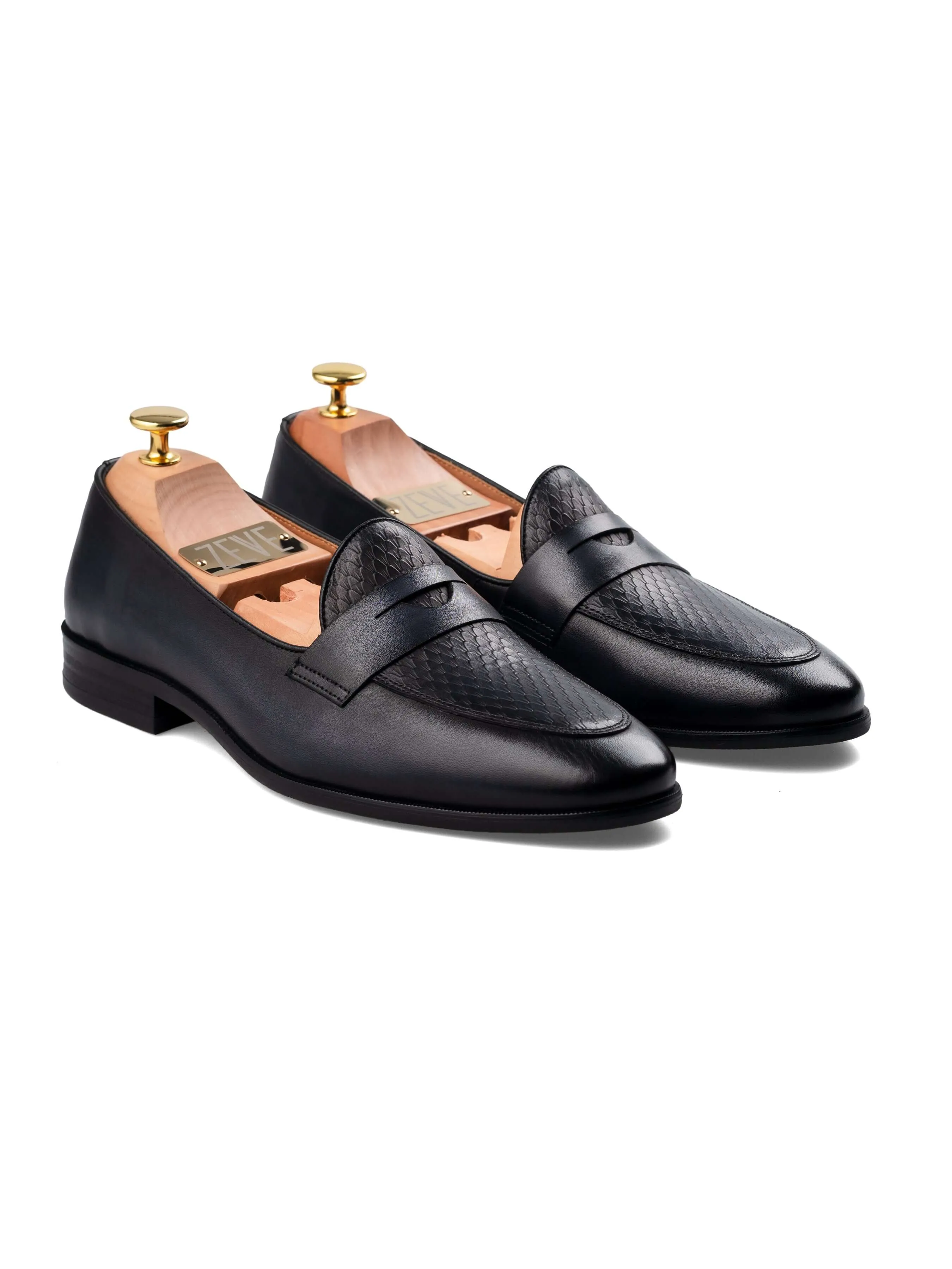 Comfortable Stretchability Material Attractive Style Enzo Belgian Loafer - Black Grey (Hand Painted Patina)