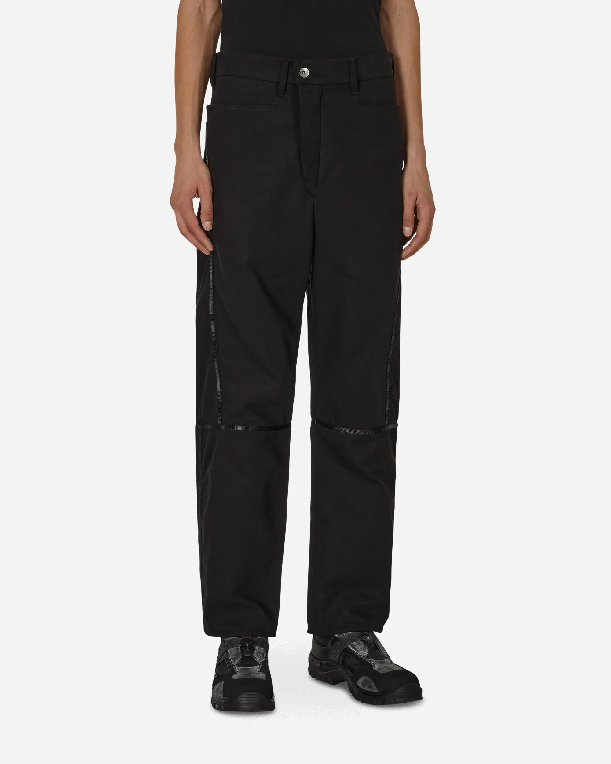 Taped Trousers Black Comfortable Fit Around Shoulders Knitted Scarves