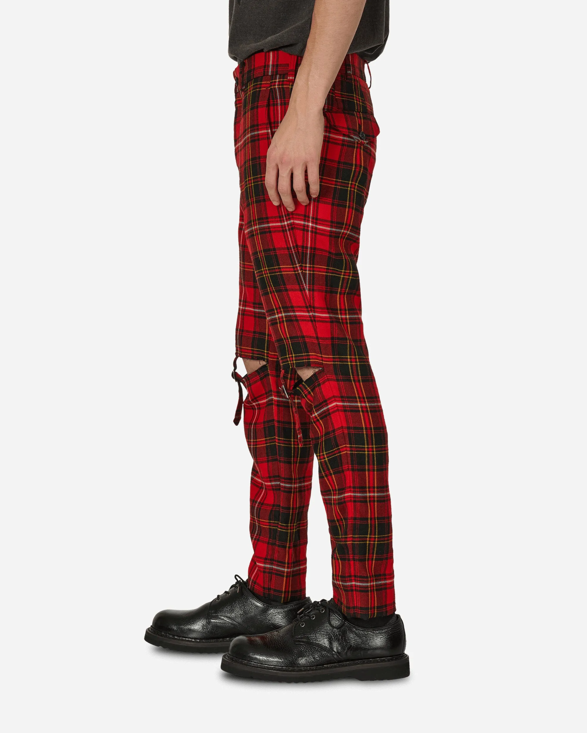 Tartan Knee Buckle Detail Pants Red RubberStrap Bath Bomb