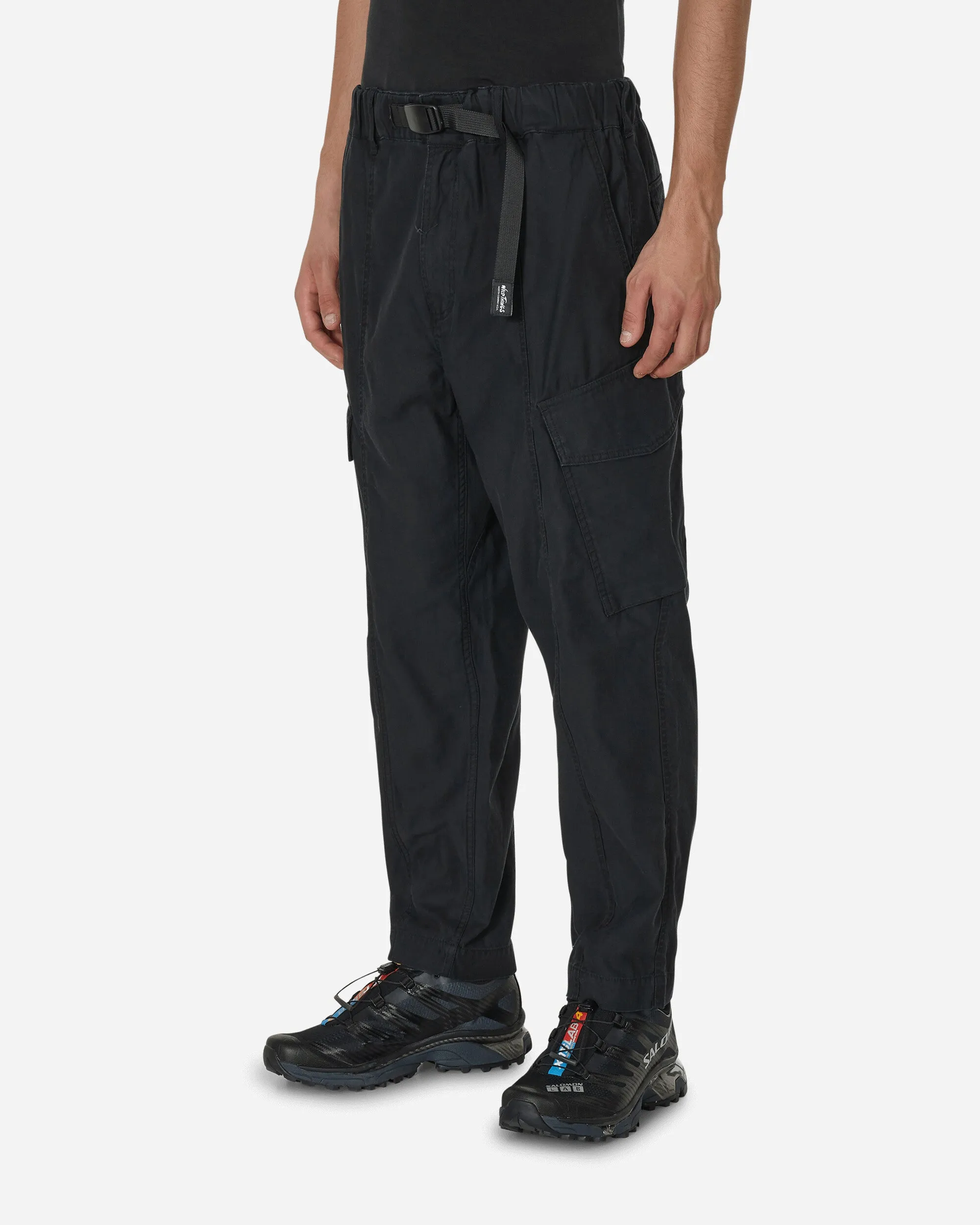 Smocked Waist Tent Field Cargo Pants Black