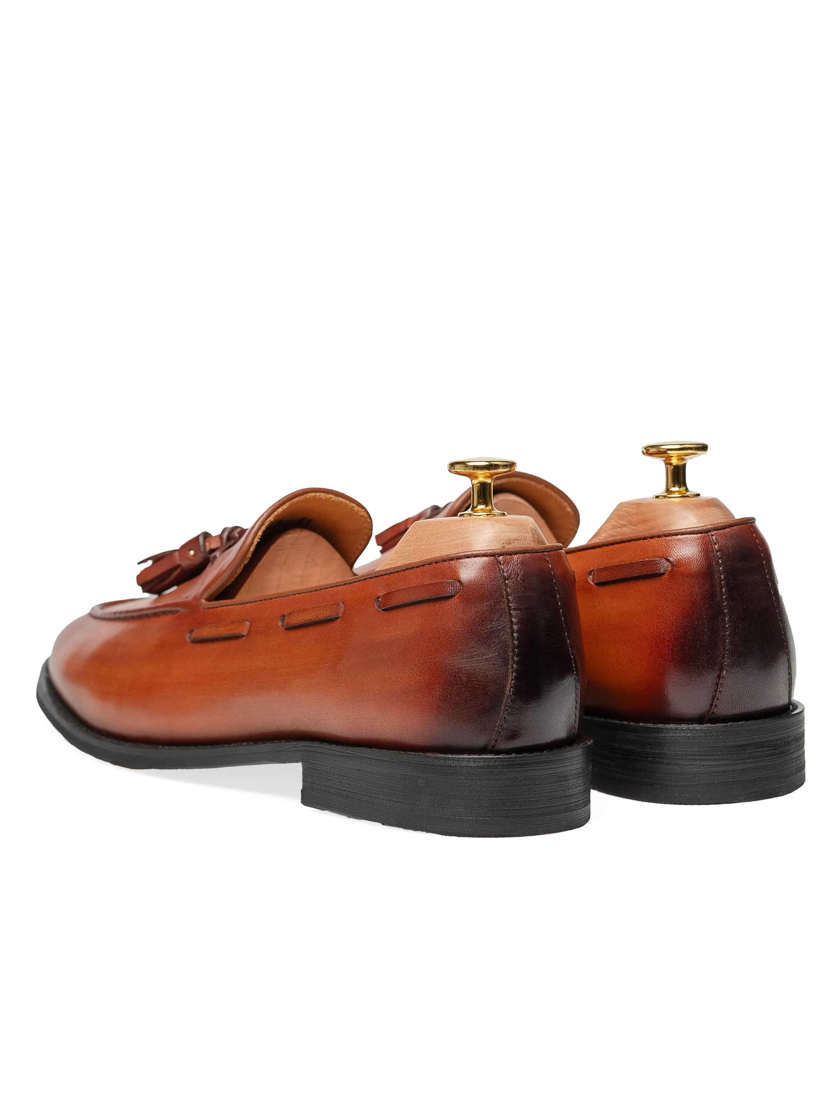 Power Every Step Step Out Boldly Tassel Loafer - Cognac Tan (Hand Painted Patina)