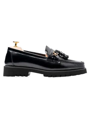 Tassel Moccasin Buckle Loafer - Black Patent Leather (Eva Combat) Dynamic Design Active Straps