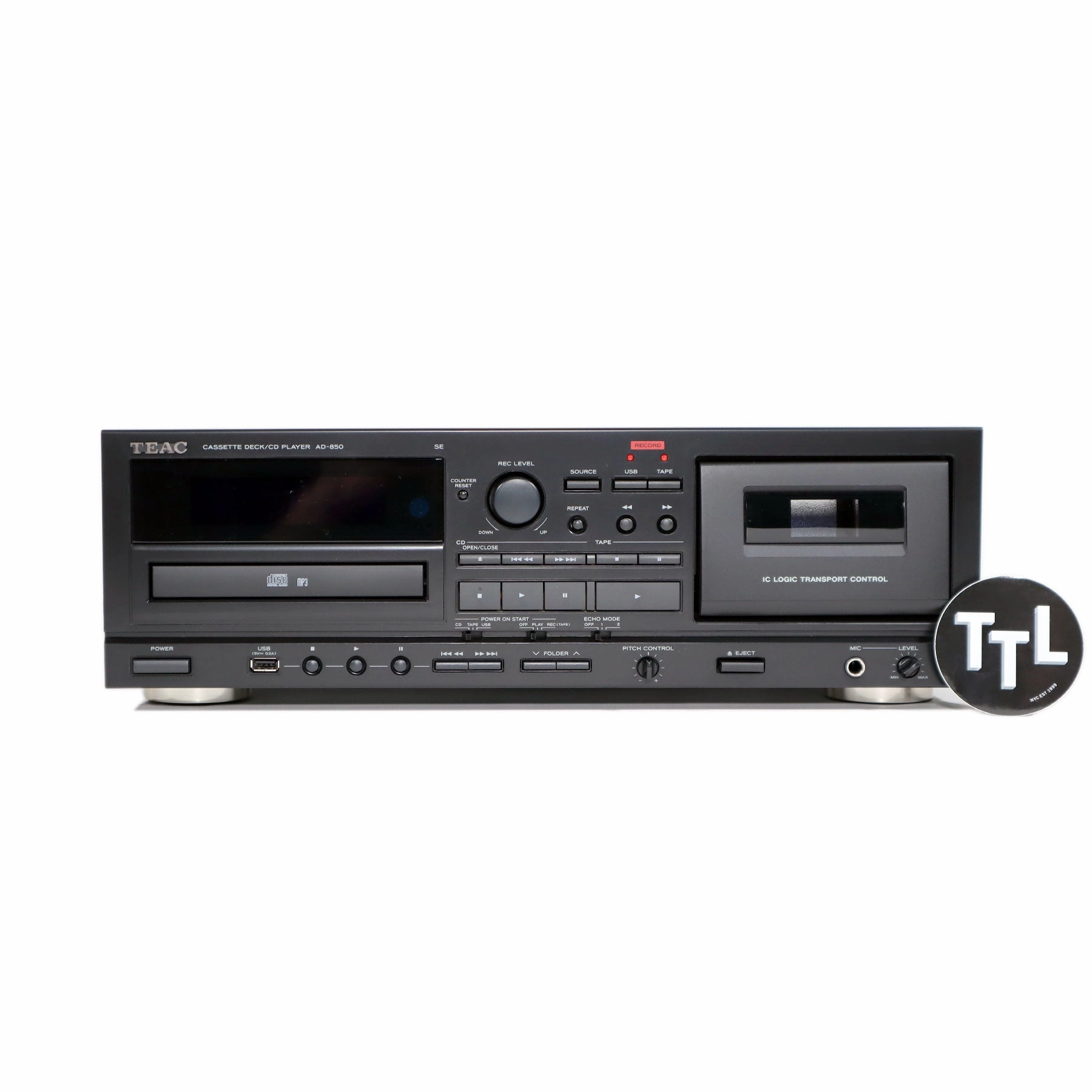 Teac: AD-850 Cassette Player / CD Player / USB Recorder (AD850SEB) - Black hi-fi DAC amp combo,hi-fi speaker impedance matcher,hi-fi RCA switch