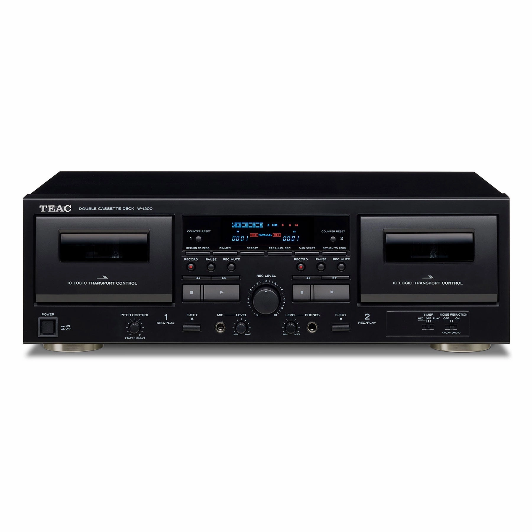 Teac: W-1200 Double Cassette Deck Player (W1200B) - Black hi-fi DAC amp combo,hi-fi speaker impedance matcher,hi-fi RCA switch