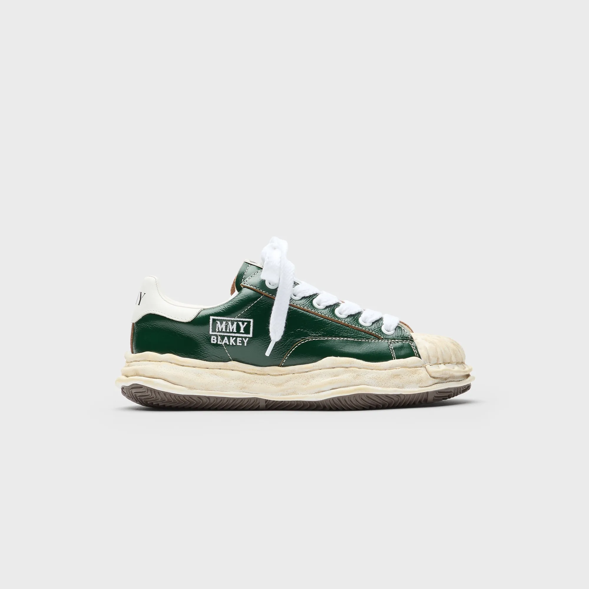 Mihara Yasuhiro Blakey Original Sole Wrinkled Leather Low Top Sneaker - Green Comfortable Wear Feeling