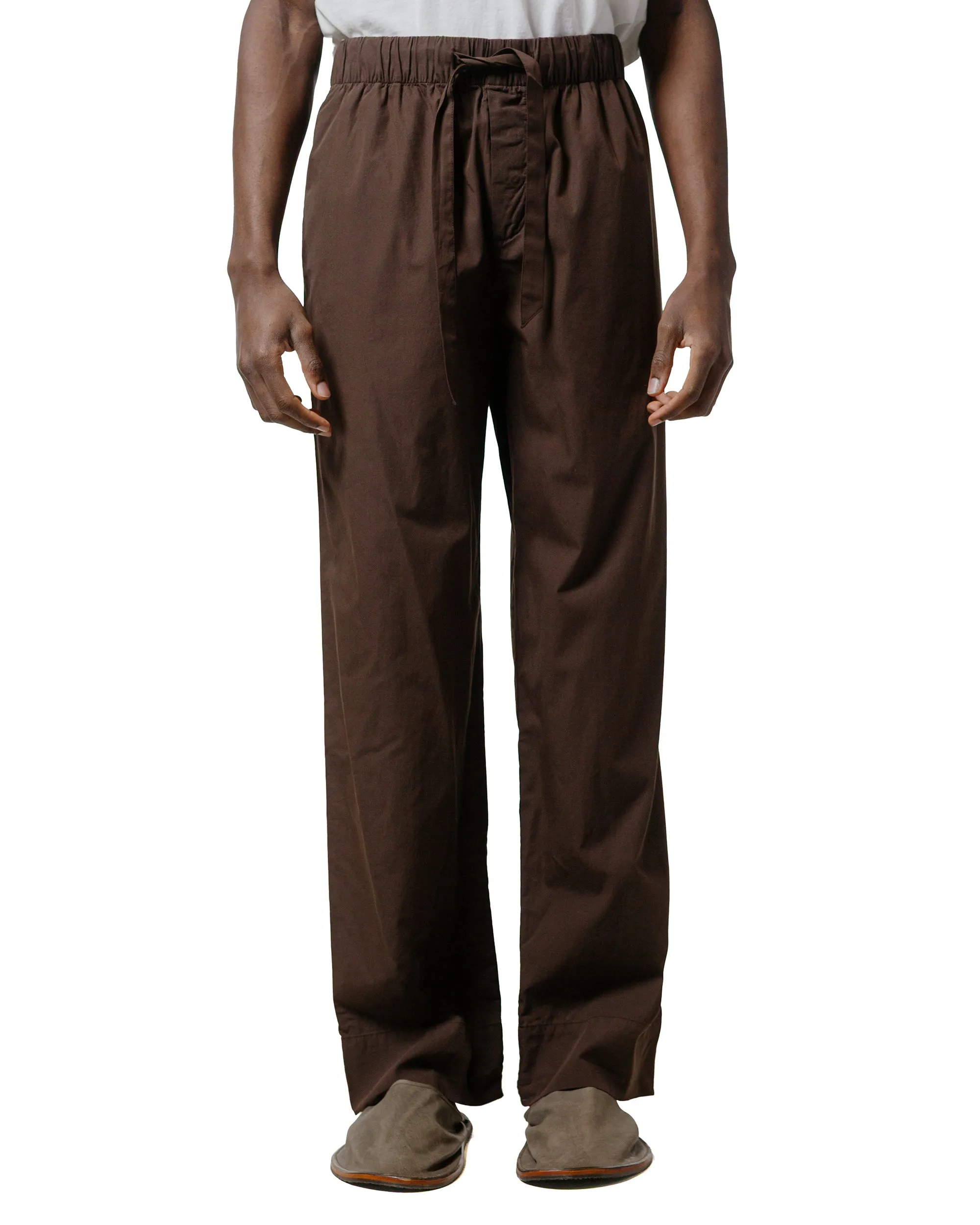 Tekla Poplin Pyjama Pants Coffee Hypoallergenic Closure Design Breathable Soles