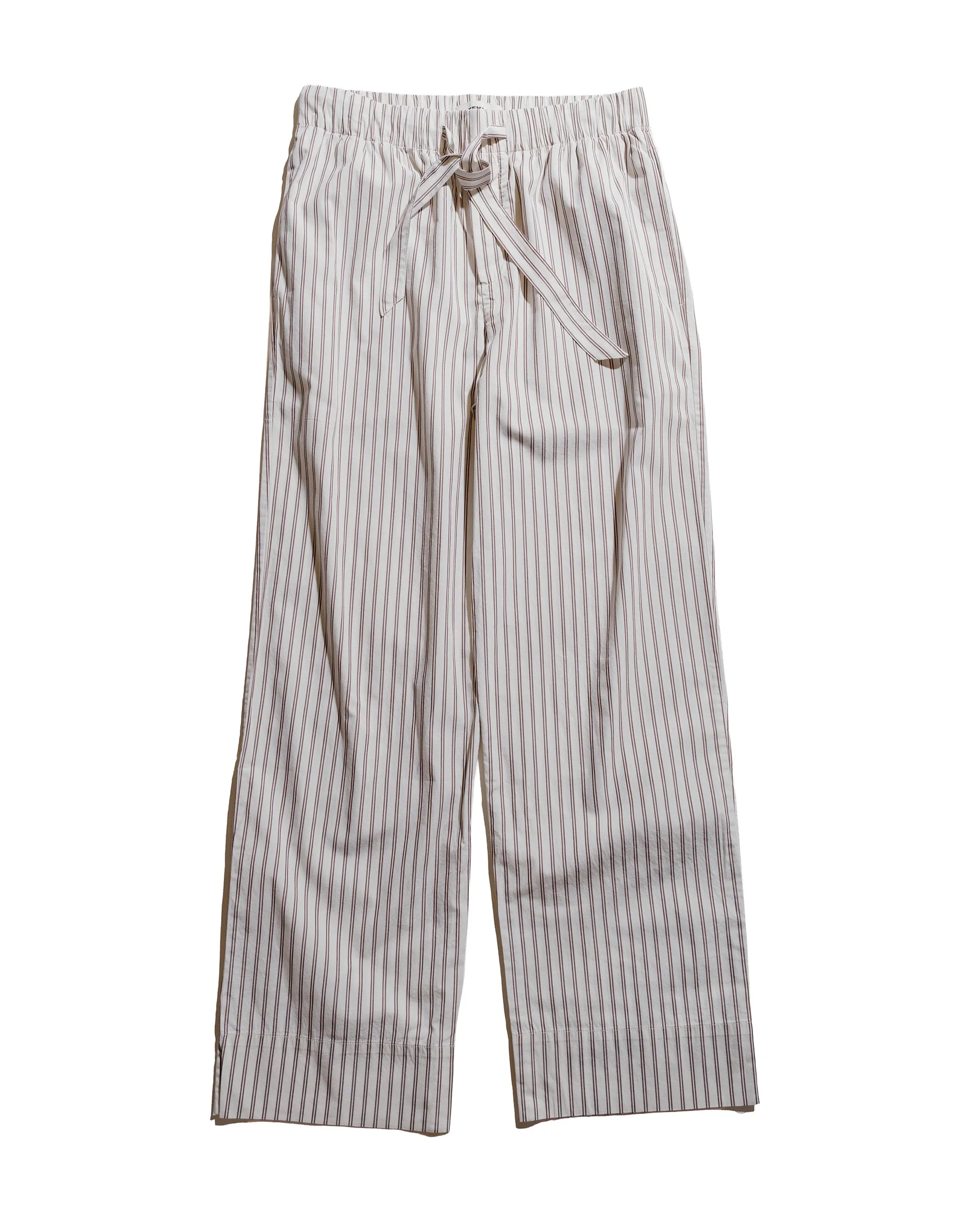 Tekla Poplin Pyjama Pants Hopper Stripes Long Length at Pocket Soft Chest Opening