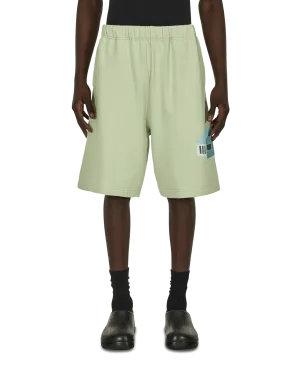 Cotton Sweatshorts Green Henley Neck