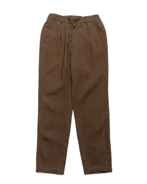 Firm Underband Sage De Cret Wool/Linen Tumbler Single-Pleated Pegtop Pants Brown
