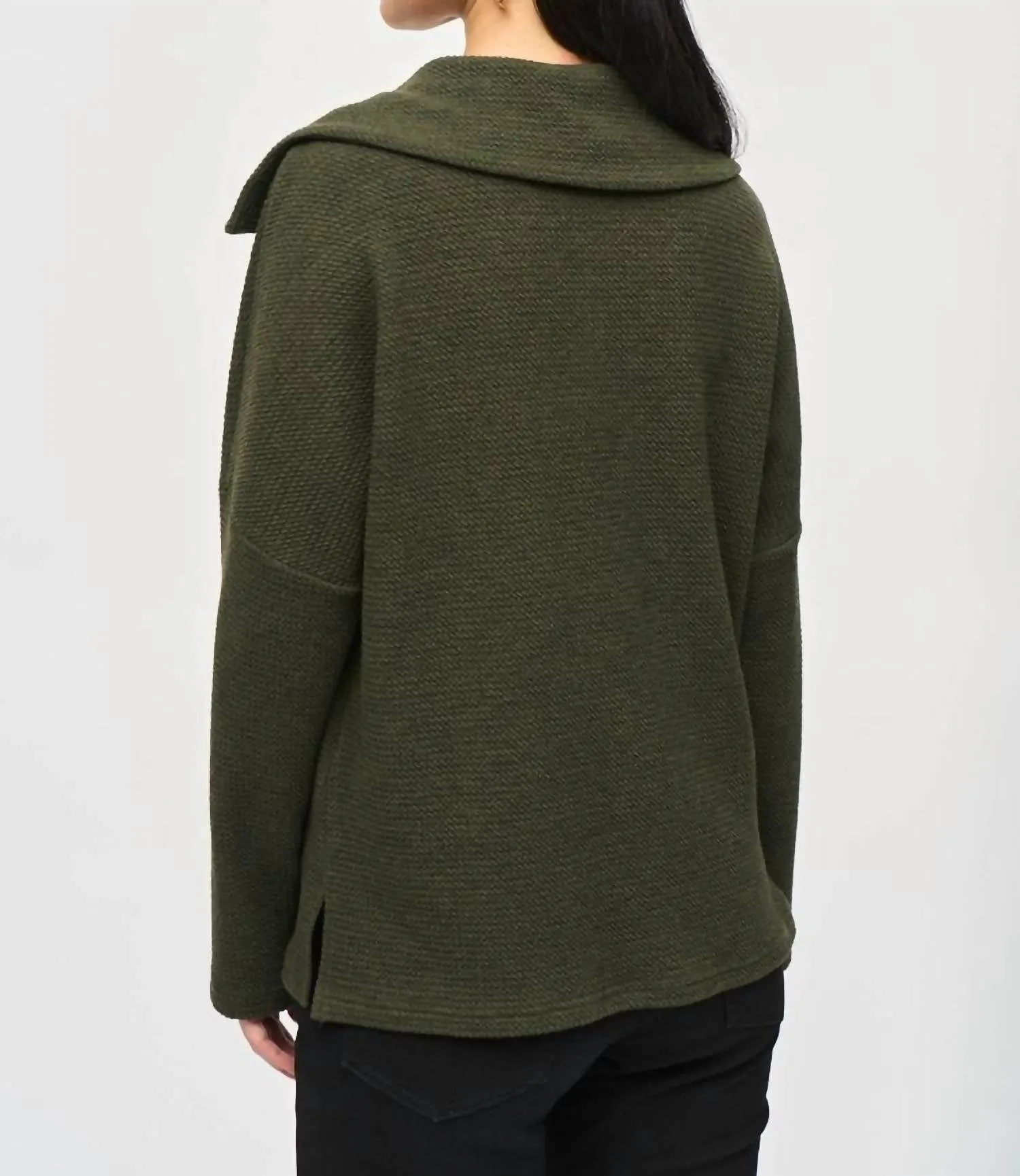 Haut boxy en maille sweater texturé couleur Iguane