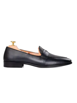 Enzo Belgian Loafer - Black Grey (Hand Painted Patina) Autumn Sale Black Friday Sale