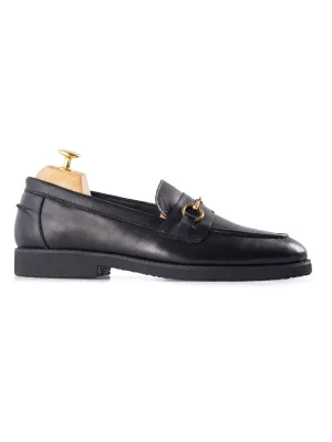Penny Loafer Horsebit Buckle - Black Leather (Crepe Sole) Be Unstoppable Rule the Streets