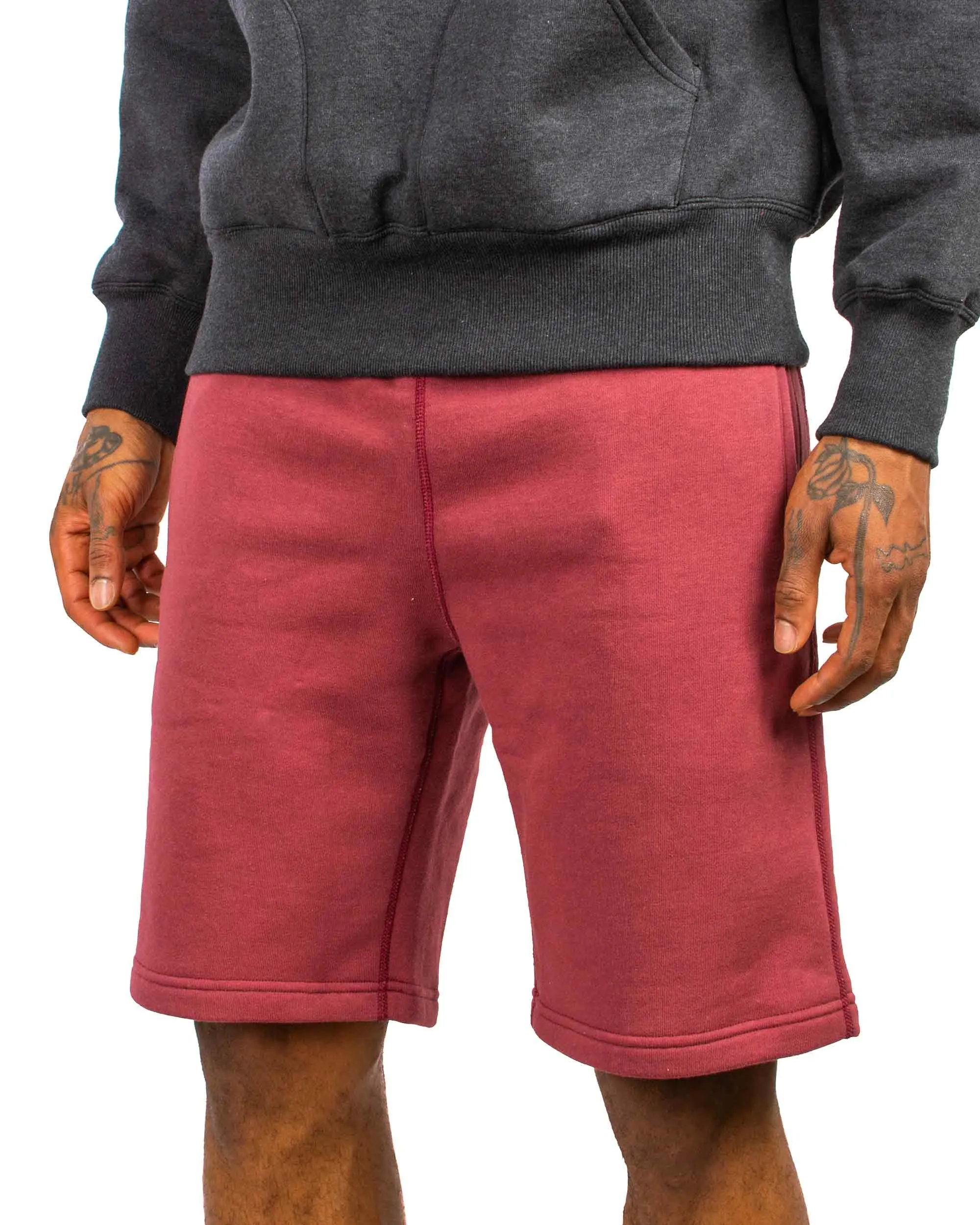 Waffle Weave Stylish The Real Mccoy'S Mc21019 9Oz. Loopwheel Sweatshorts Maroon