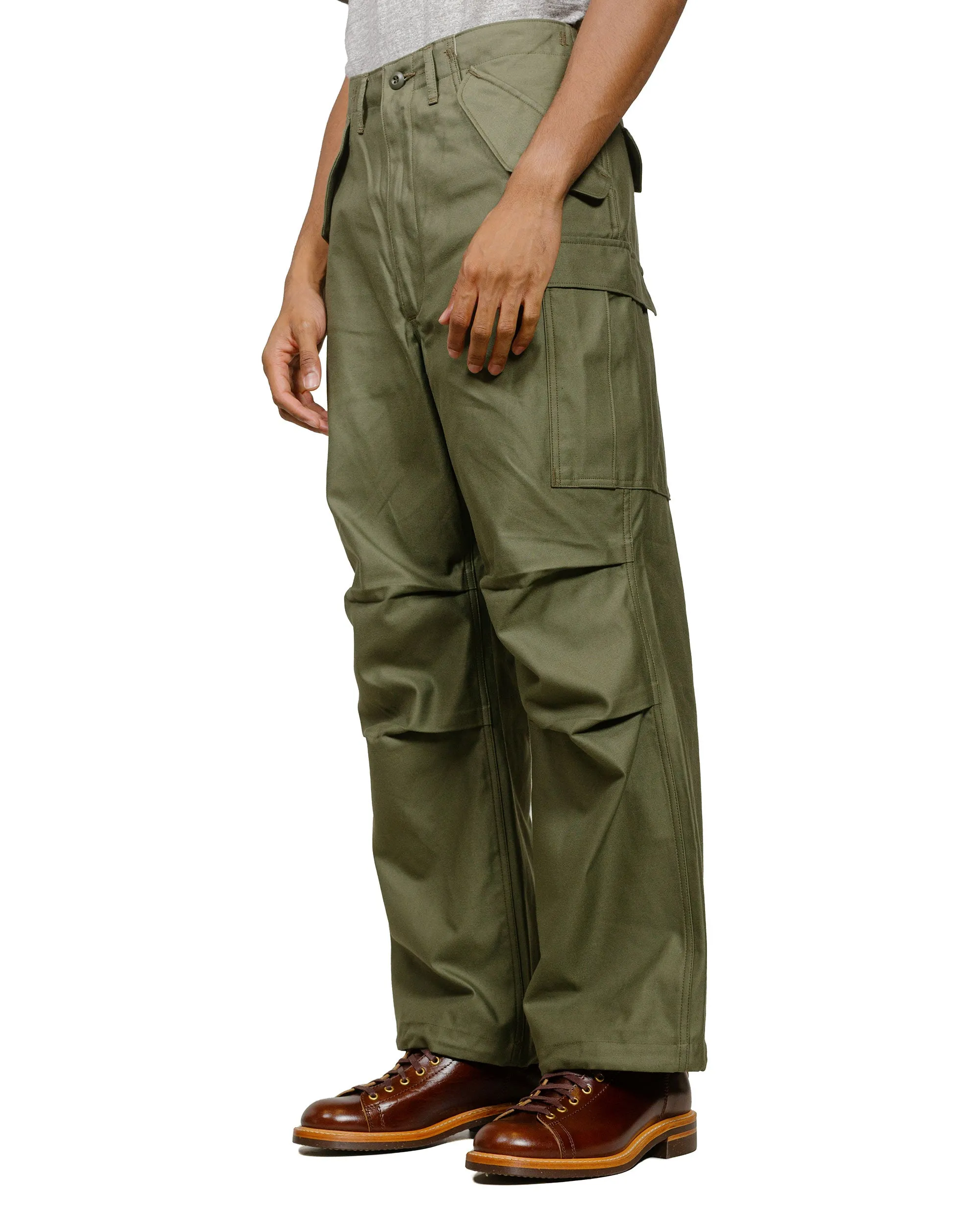 Smooth Shoulder Strap Design Straight Leg The Real Mccoy'S Mp22101 Trousers, Men'S, Field, M-65 Olive