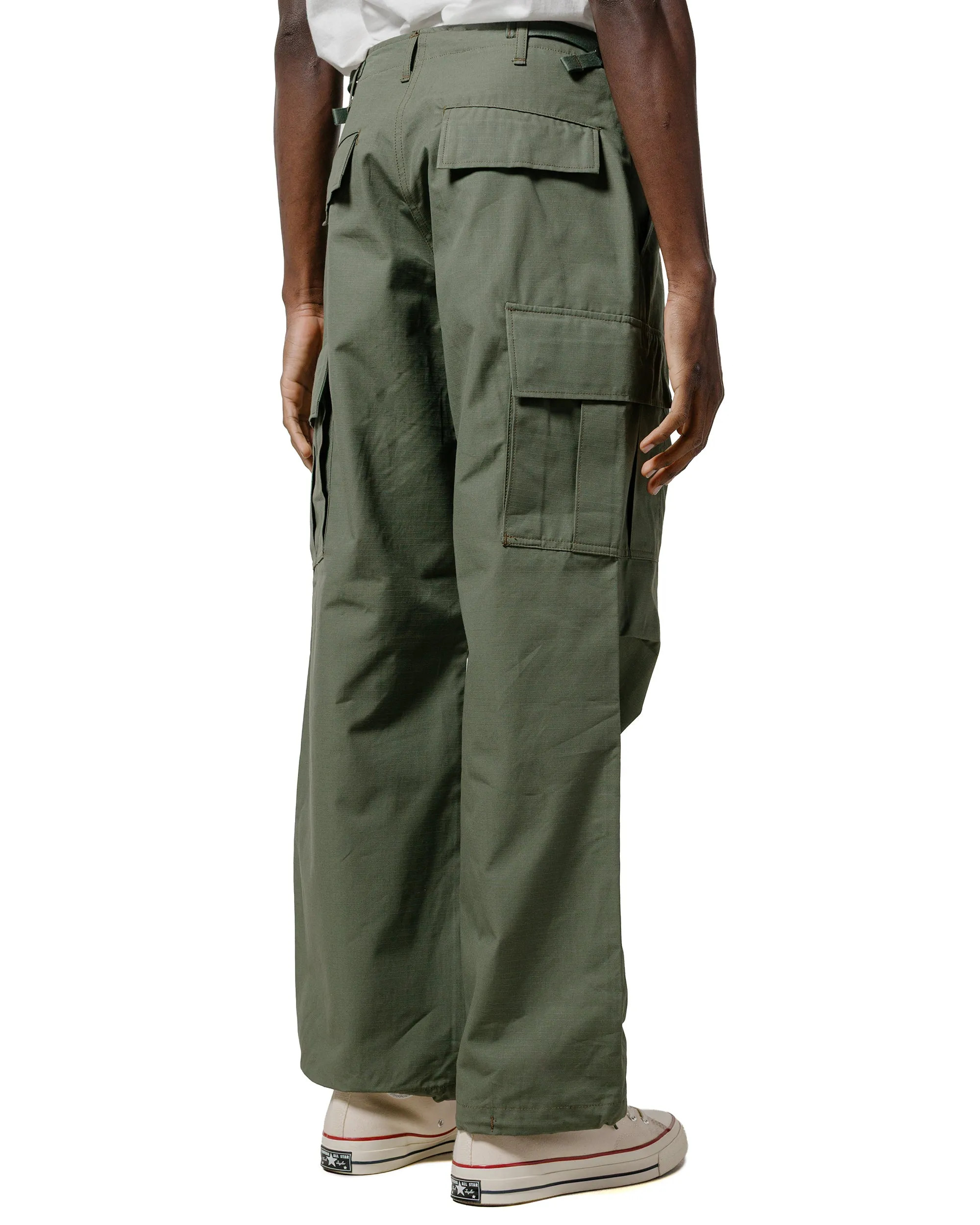 The Real Mccoy'S Mp25001 Trouser, Man'S, Cotton Rip-Stop Poplin Olive Pocketline