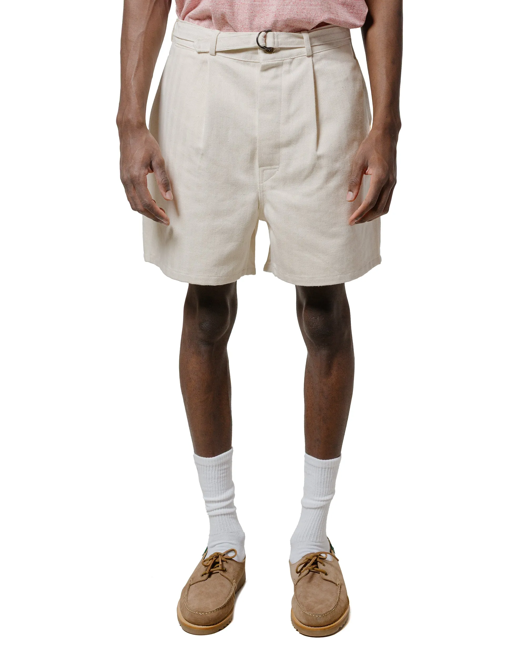 The Real Mccoy'S Mp25014 Belted Shorts / Cotton-Hemp Beige Comfort Cushion Feature Moth-Resistant Effect