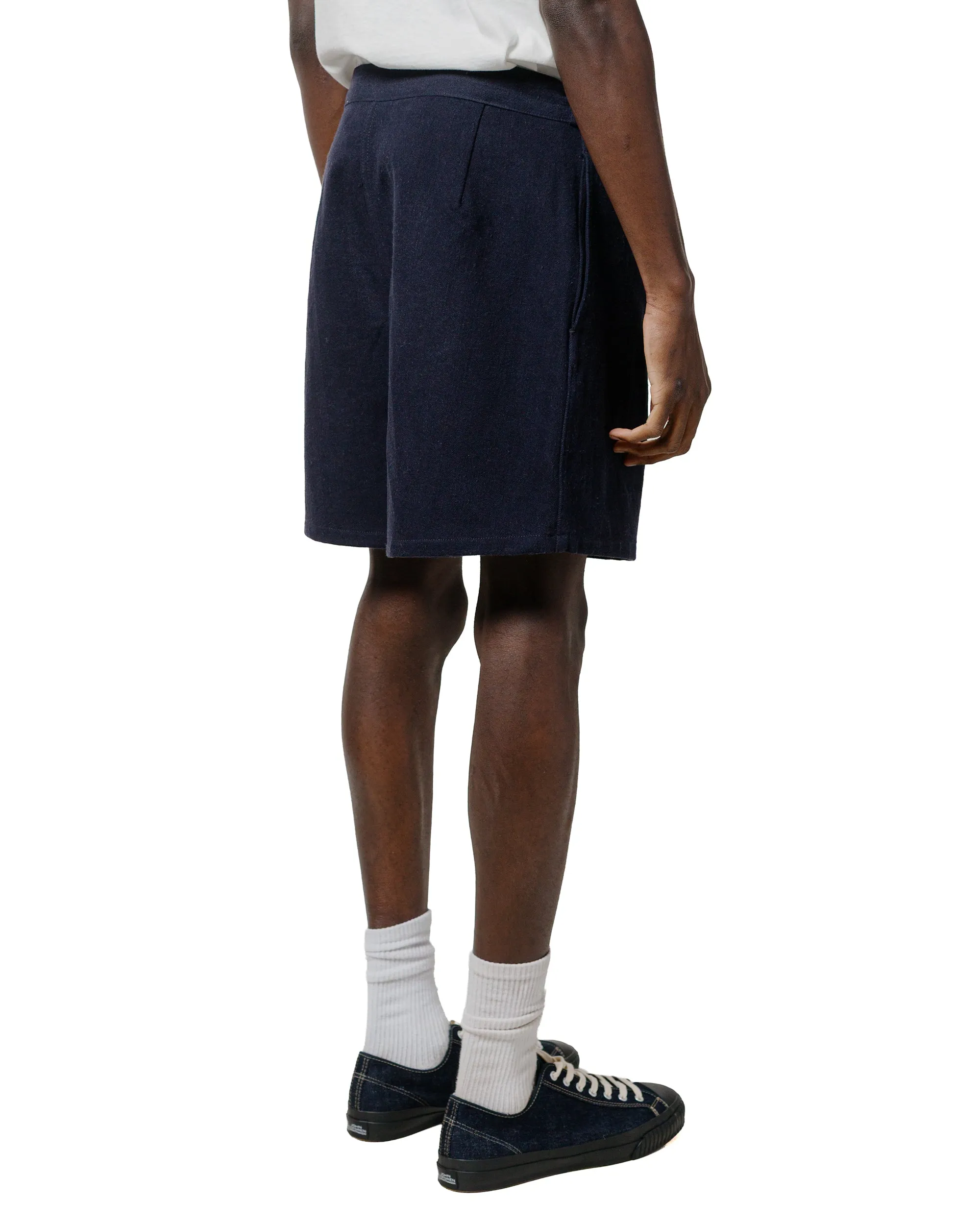 The Real Mccoy'S Mp25014 Belted Shorts / Cotton-Hemp Navy MagneticClosureStrap