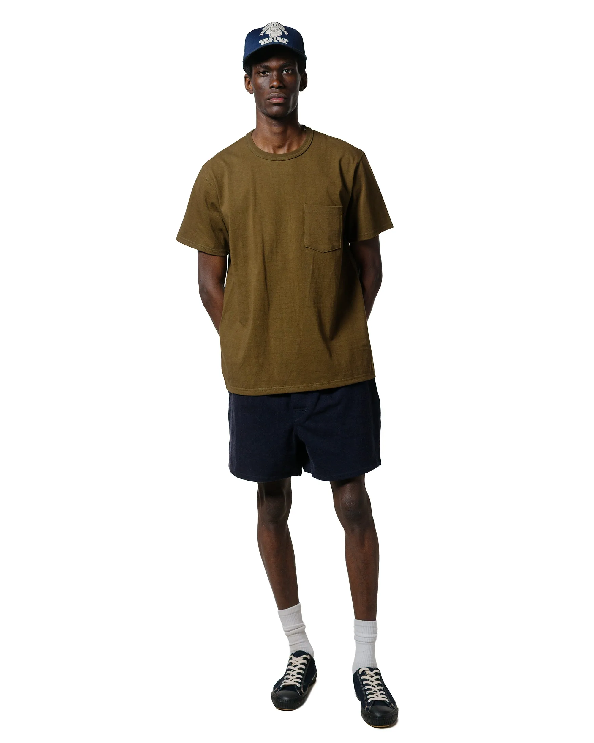 The Real Mccoy'S Mp25014 Belted Shorts / Cotton-Hemp Navy Assembly